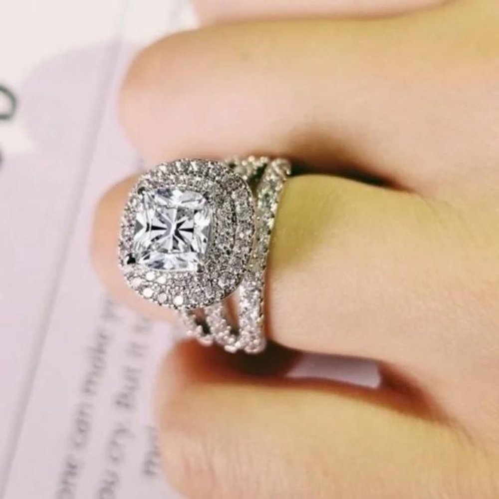 NEW 925 STERLING SILVER DIAMOND RING - Picture 2 of 5